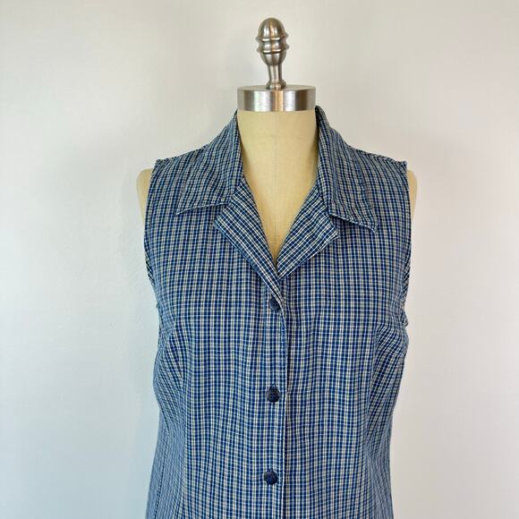 Vintage Faded Glory Women's Blue Plaid Flannel Collared Maxi Dress (Sz L) - Picture 13 of 14